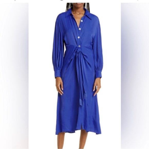 Farm Rio NWT Knotted Midi Dress in Blue Size Small - Picture 3 of 16